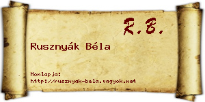 Rusznyák Béla névjegykártya